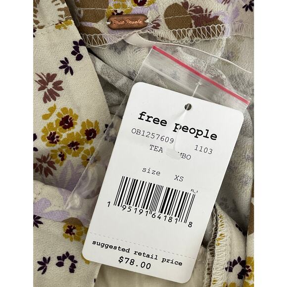 Free People Can't Take My Eyes Off Of You Floral Flare Pant Tea Combo XS Boho - Picture 9 of 11